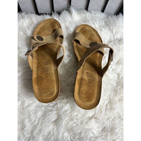 Yokono Tan Strap Leather Wedge Sandals - Picture 3 of 7